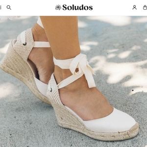 Espadrille, Soludos, Tan Suede Lace Up, Size 8